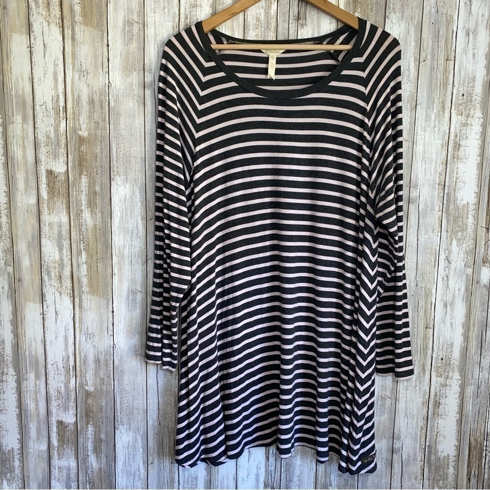 Matilda Jane Gray Pink Striped Once Upon A Time Kettle Tee Tunic Shirt - Picture 2 of 6